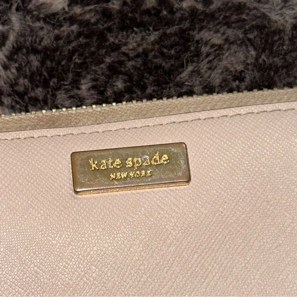 Kate Spade Taupe Black Colorblock Laurel Way Large Wallet Minimalist Preppy Chic
